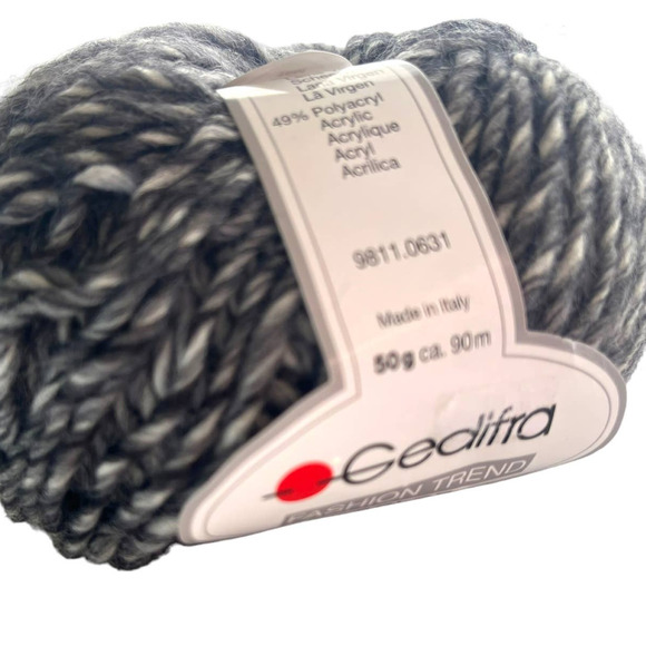 2 Skeins Gedifra FASHION TREND COLOR Wool Yarn | #4516 Gray | Made in Italy - Picture 5 of 6